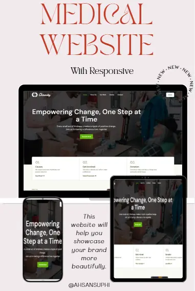 Responsive medical website displayed on desktop, tablet, and mobile devices